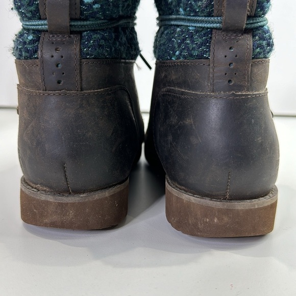 The North Face Dark Brown Leather Knit Top Combat Boots Women's Size 7 ½ - Picture 11 of 11